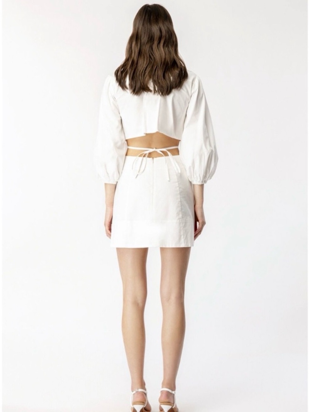 Bardot White Poplin Cutout Mini Dress